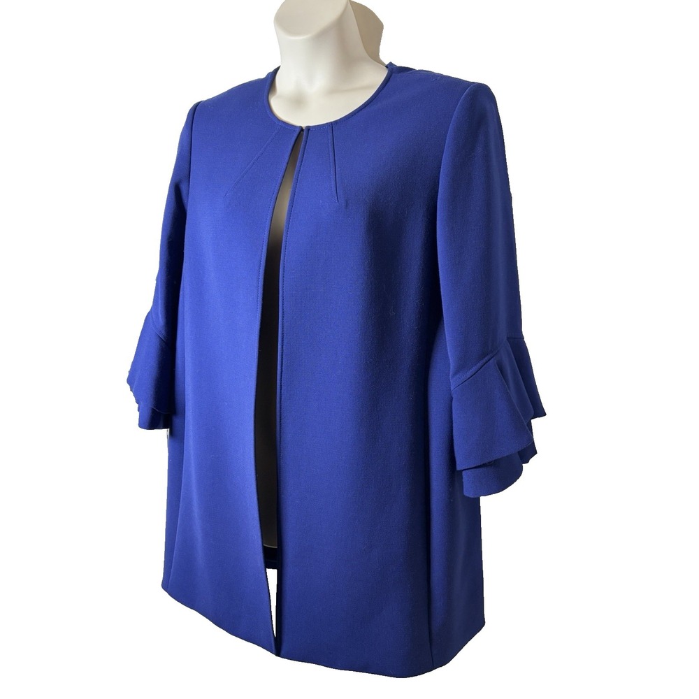Tahari Marine Blue Long Blazer Jacket~Sz 18~Trumpet Slvs Career Classic Quality